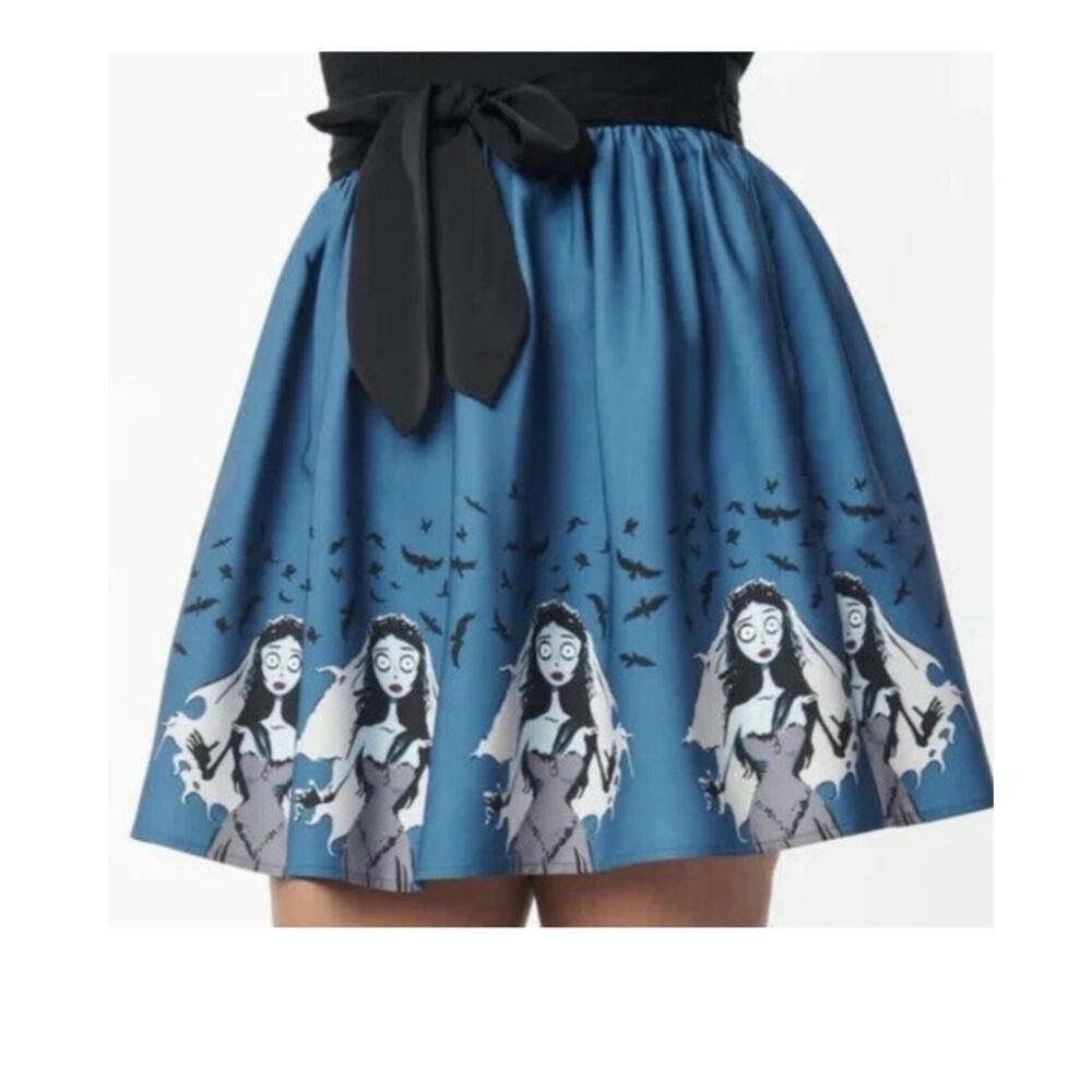 Unique Vintage Emily Cute Zombie Corpse Bride GOTH Blue Black Skirt Plus Size 4X